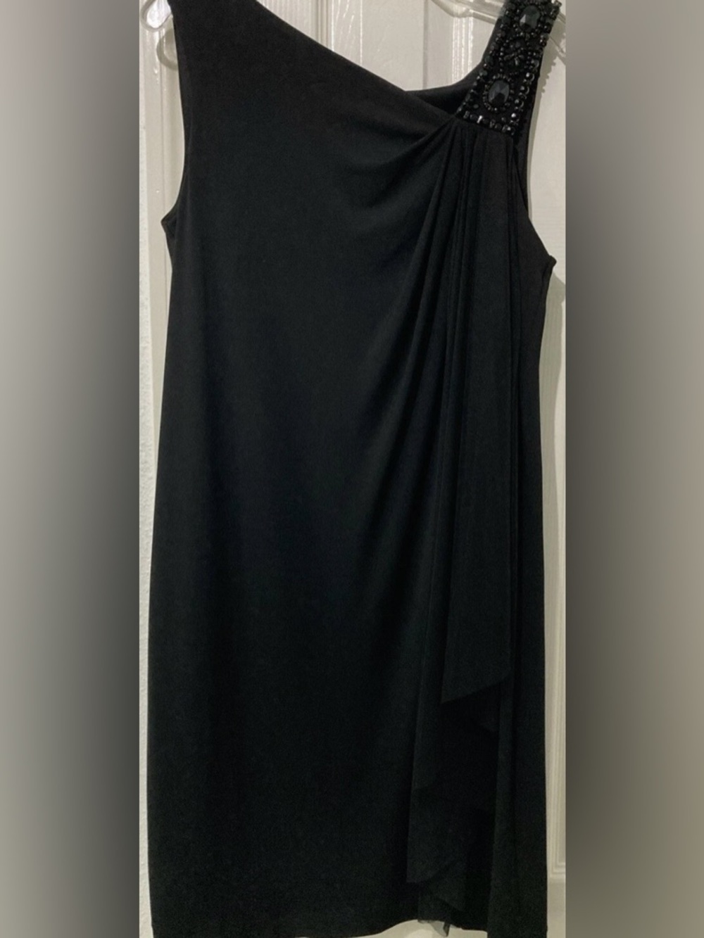 BRAND NEW London Style Nights Black Shift Dress Beaded Sleeveless Size 12